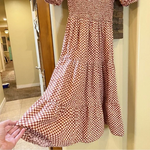 ASOS Neon Rose Floral Gingham Peter Pan Collar Midi Dress 🌼 - Picture 10 of 13